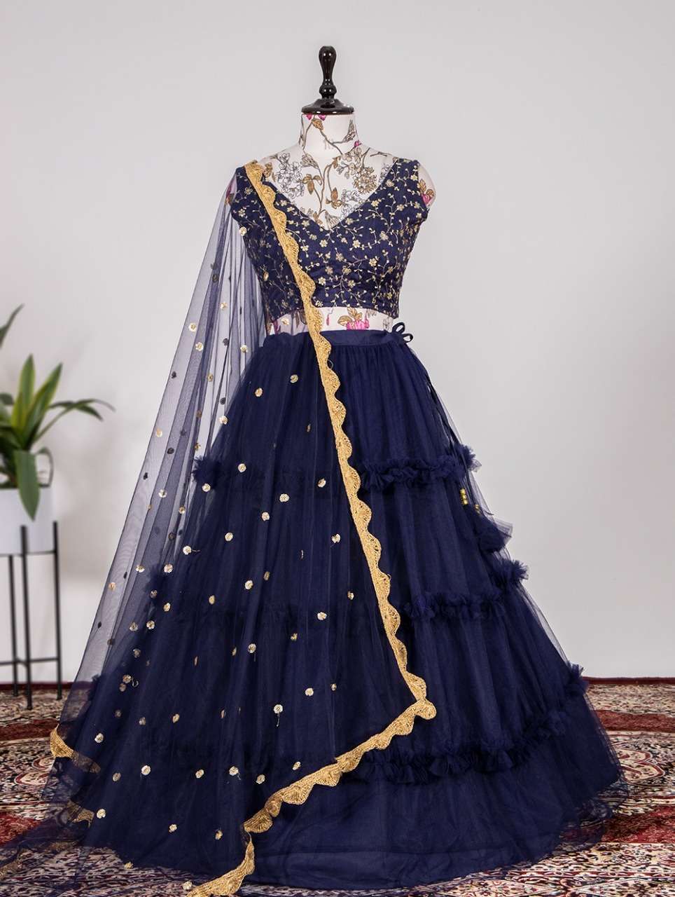 1532NBL BY ASLIWHOLESALE NET HEAVY WORK LEHENGA