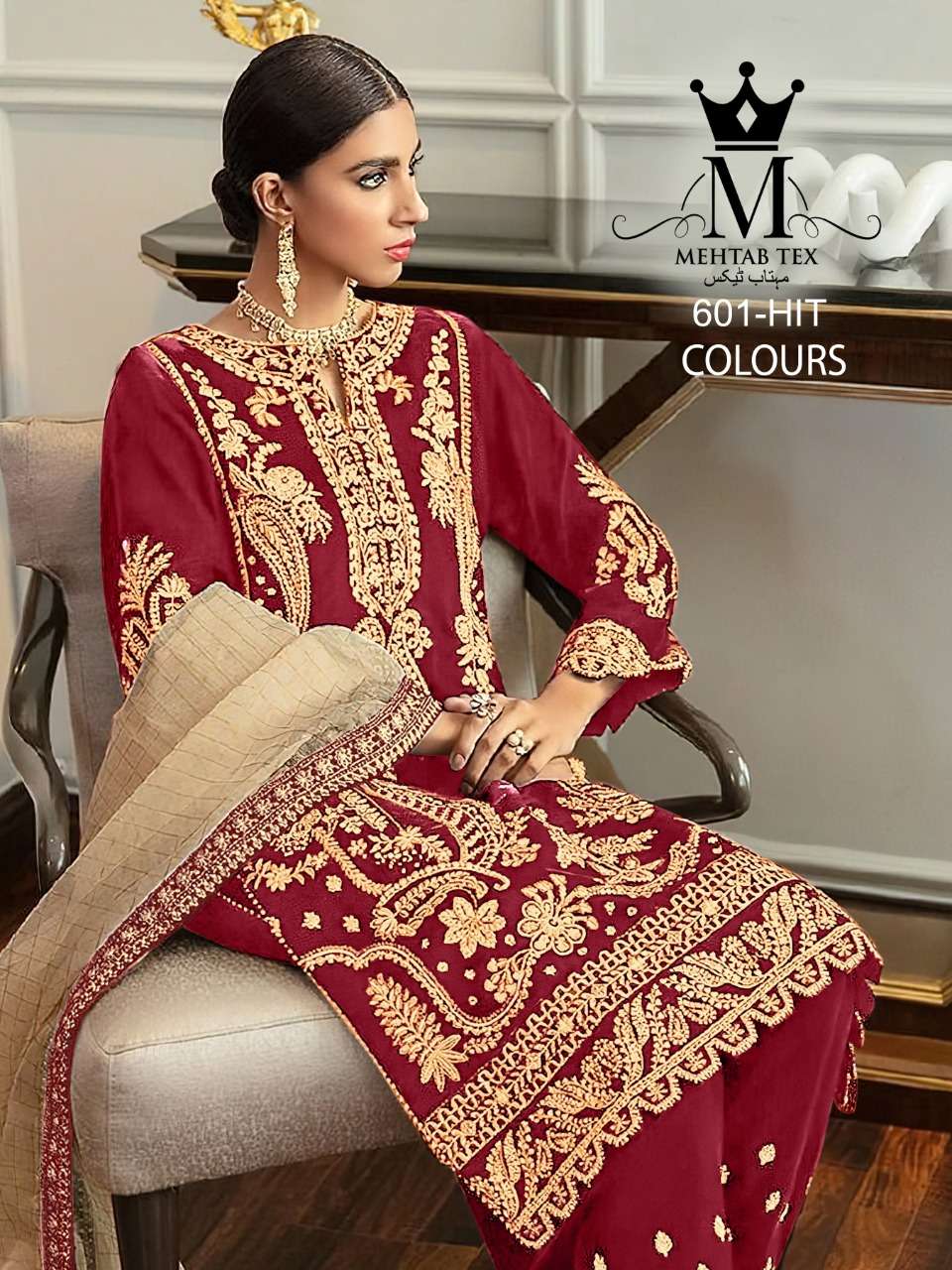 601-HIT COLOURS BY MEHTAB TEX GEORGETTE EMBROIDERY PAKISTANI DRESSES