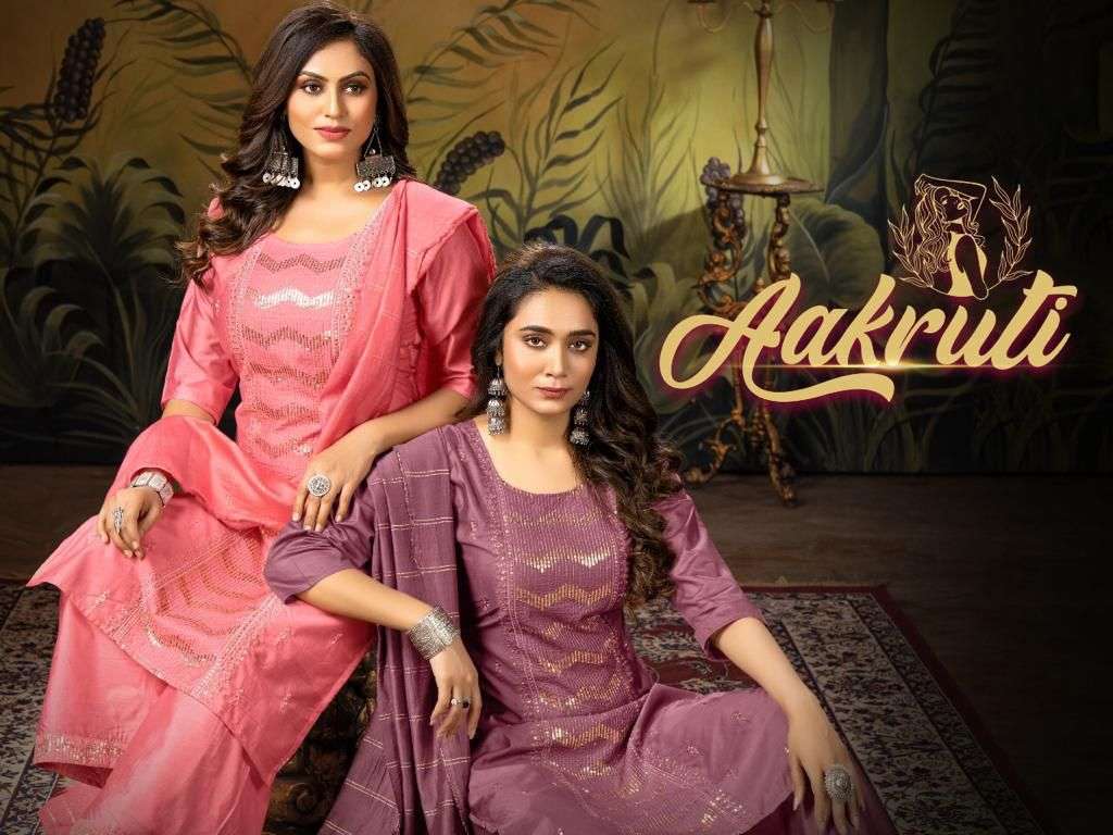 AAKRUTI BY ASLIWHOLESALE 101 TO 106 SERIES SILK STITCHED DRESSES