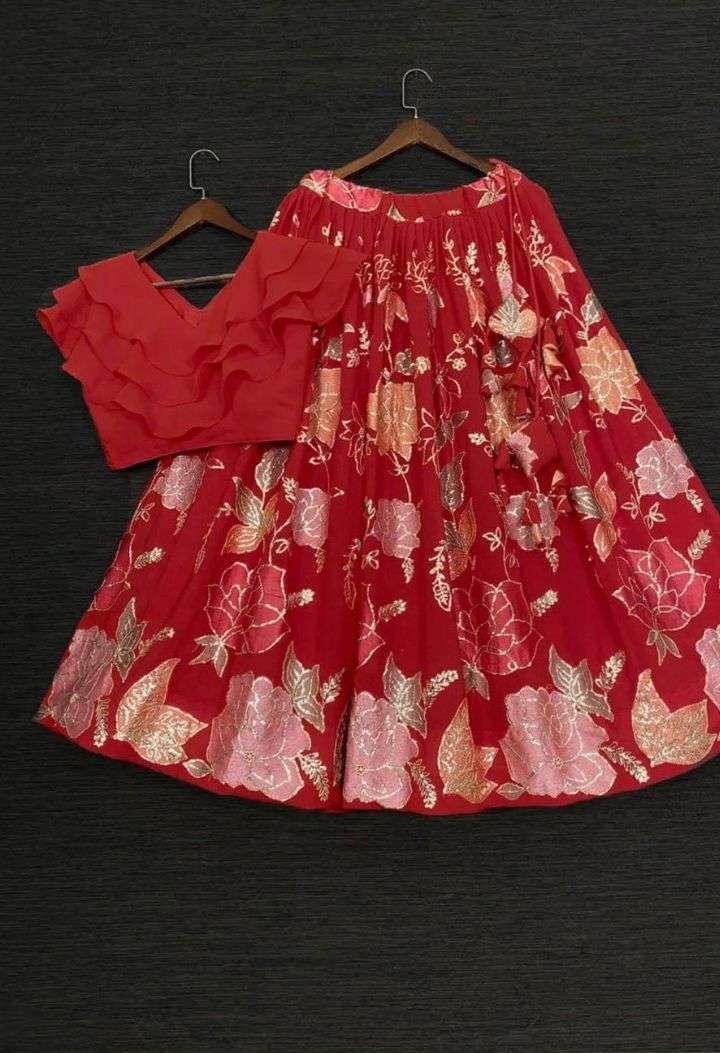 ADRIKA BY ASLIWHOLESALE DESIGNER GEORGETTE SEQUENCE WORK KIDS LEHENGAS