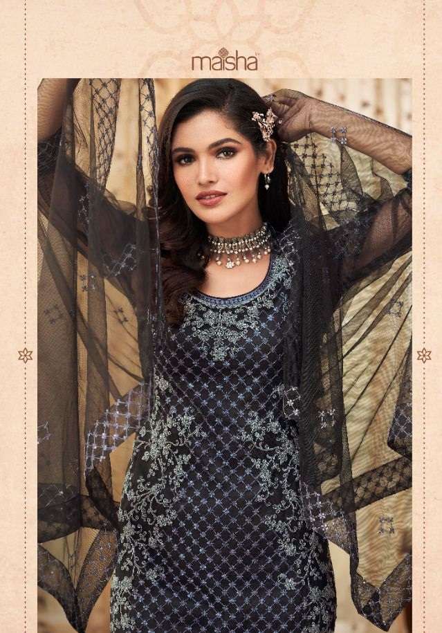 ALEEMA 12010 BY MAISHA DESIGNER PURE VISCOSE NET EMBROIDERED DRESS