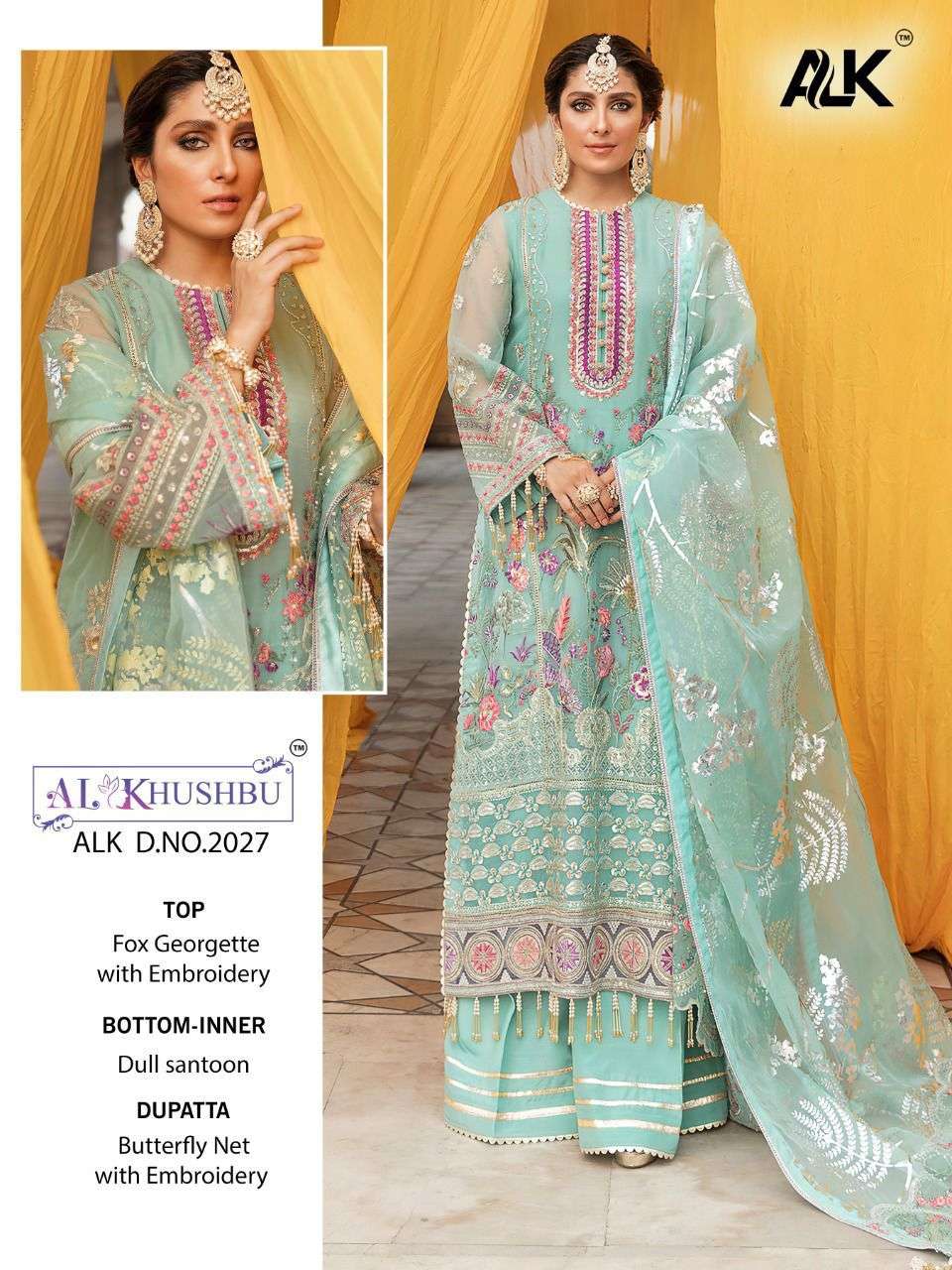 ALK-2027 HIT DESIGN BY AL KHUSHBU GEORGETTE EMBROIDERY PAKISTANI DRESS