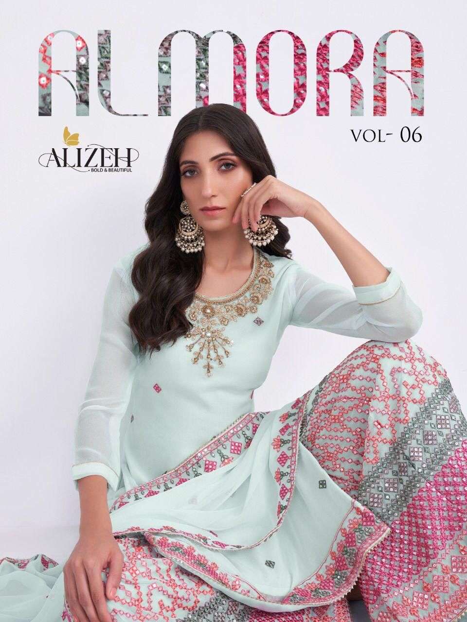 ALMORA VOL-6 BY ALIZEH 3022 TO 3025 SERIES GEORGETTE SHARARA DRESSES