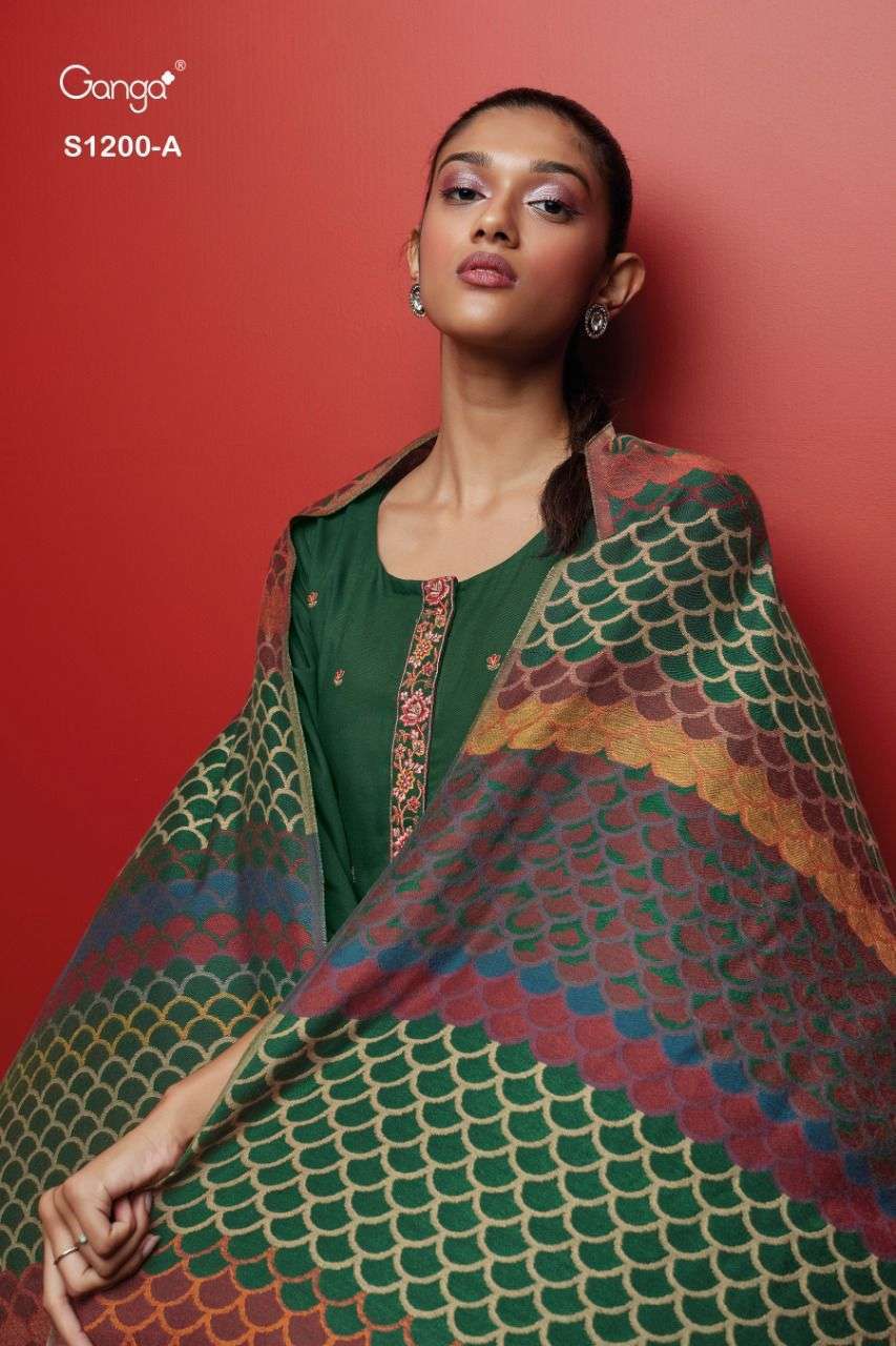 ANIKA 1200 BY GANGA FASHION 1200-A TO 1200-B SERIES PASHMINA EMBROIDERY DRESSES