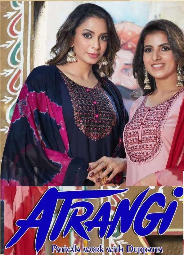 ATRANGI BY MANJEERA 01 TO 08 SERIES DESIGNER RAYON WORK STITCHED DRESSES