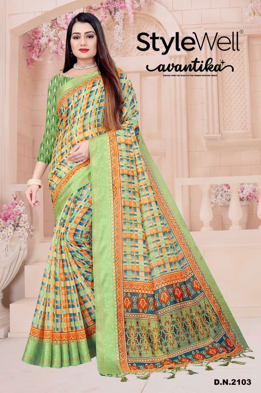 AVANTIKA BY STYLEWELL 2101 TO 2107 SERIES COTTON PRINT SAREES