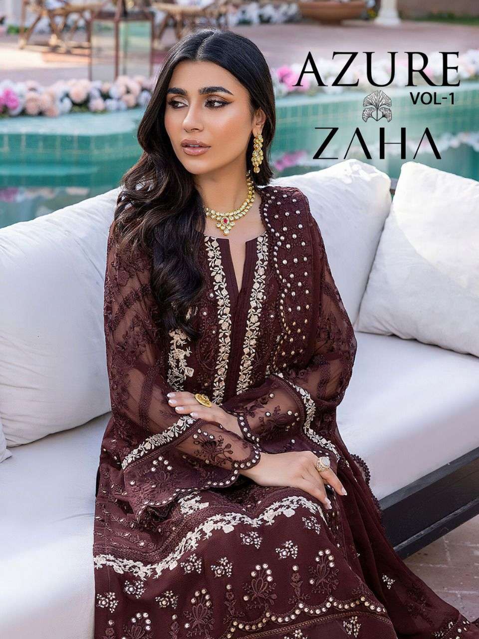 AZURE VOL-1 BY ZAHA 10051 TO 10053 SERIES GEORGETTE EMBROIDERY DRESSES