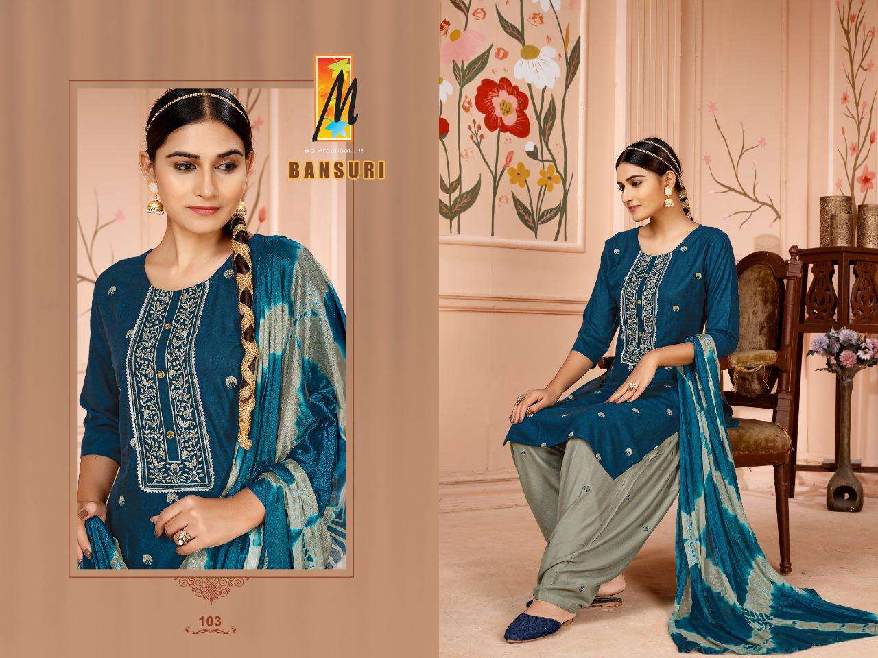 BANSURI BY MASTER 101 TO 108 SERIES RAYON EMBROIDERY STITCHED DRESSES