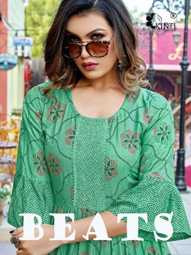 BEATS BY KINTI DESIGNER HEAVY RAYON PRINT KURTIS