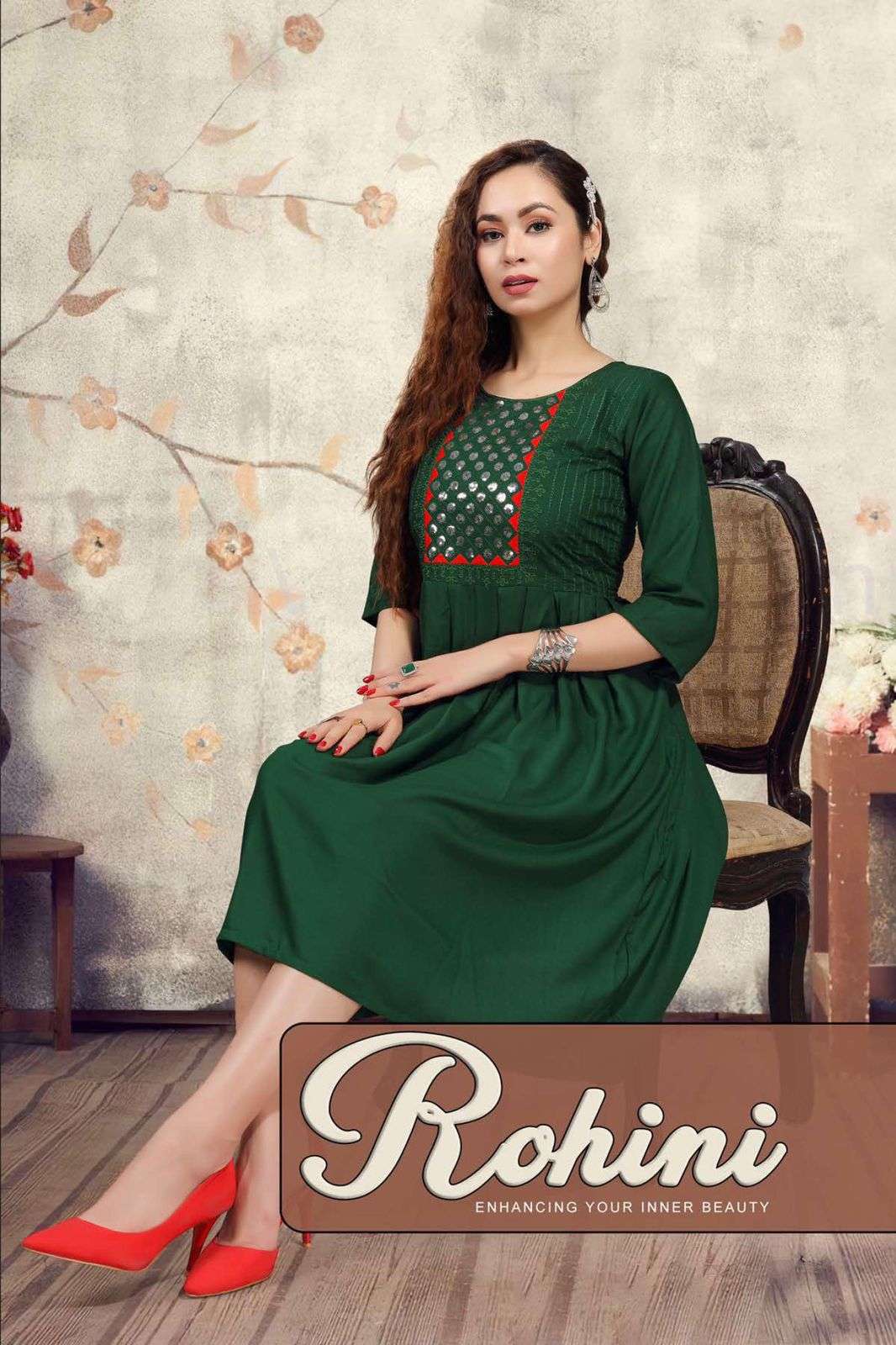 BEAUTY ROHINI BY ASLIWHOLESALE 1001 TO 1008 SERIES RAYON SEQUENCE KURTIS