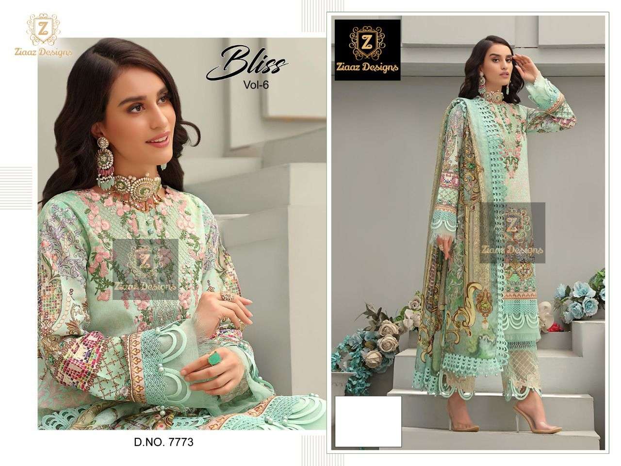 BLISS VOL-6 BY ZIAAZ DESIGNS COTTON EMBROIDERY STITCHED DRESS