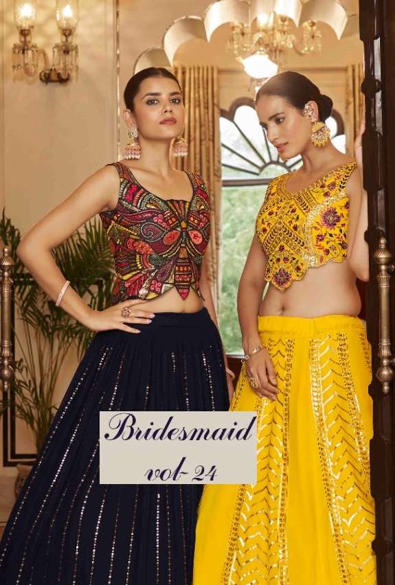 BRIDESMAID VOL-24 BY SHUBHKALA 2201 TO 2206 SERIES GEORGETTE HEAVY WORK LEHENGAS