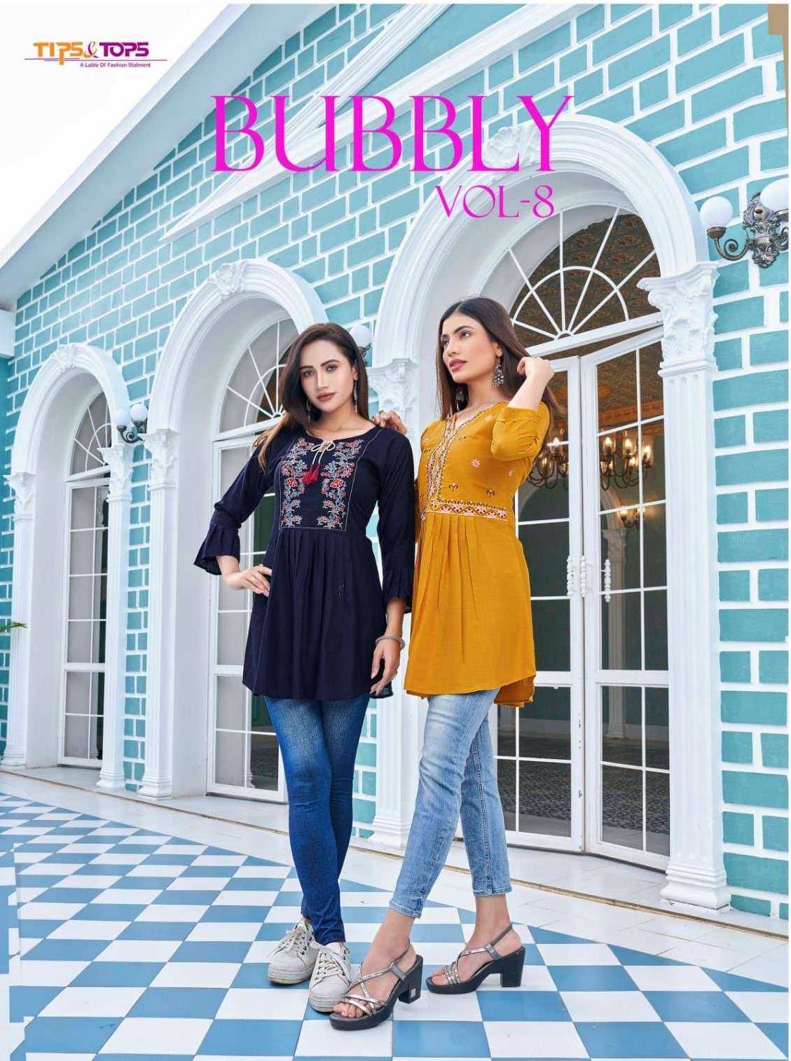 BUBBLY VOL-8 BY TIPS & TOPS 1001 TO 1009 SERIES RAYON EMBROIDERY TOPS