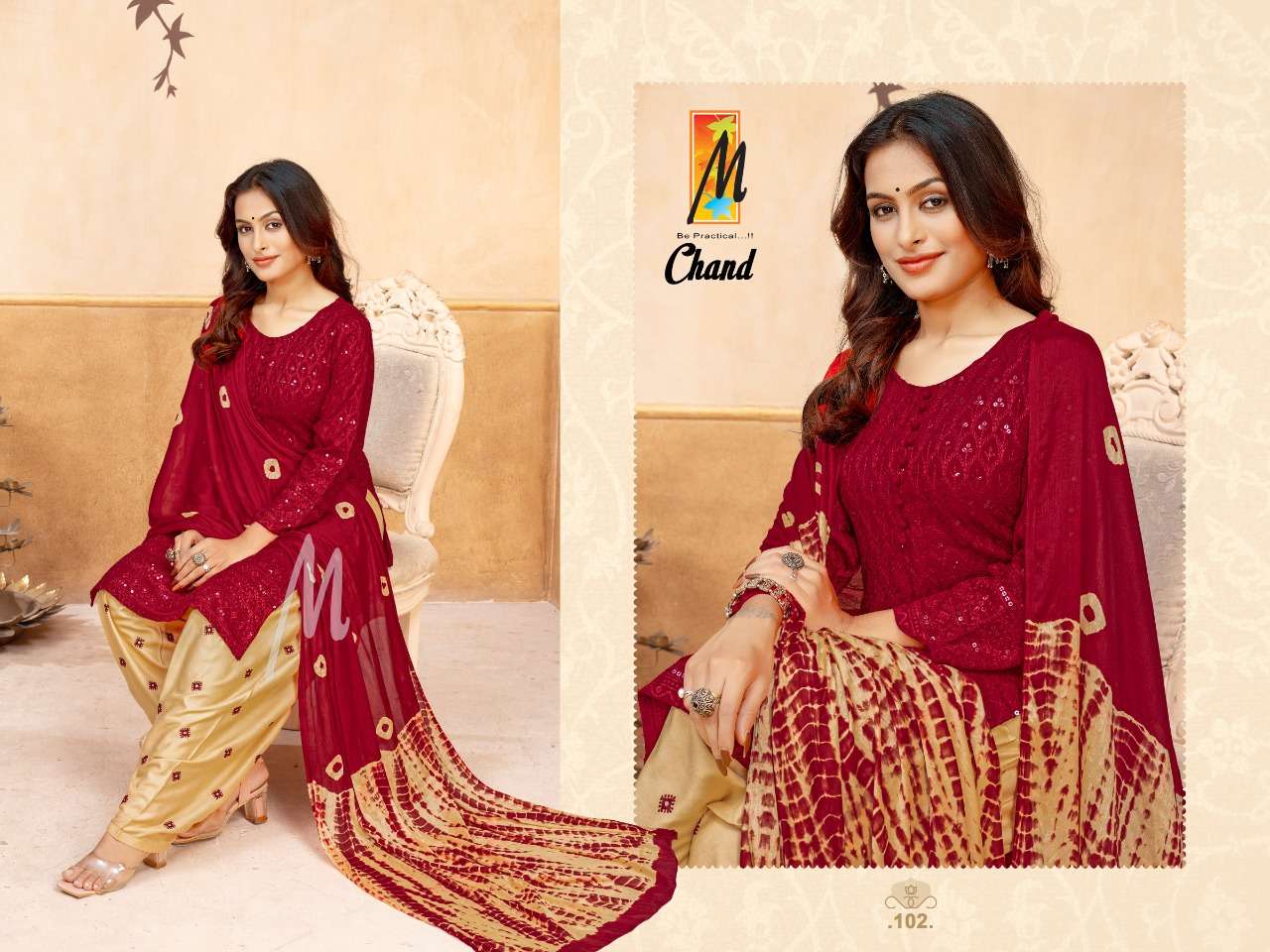 CHAND BY MASTER 101 TO 108 SERIES RAYON SEQUENCE WORK STITCHED DRESSES