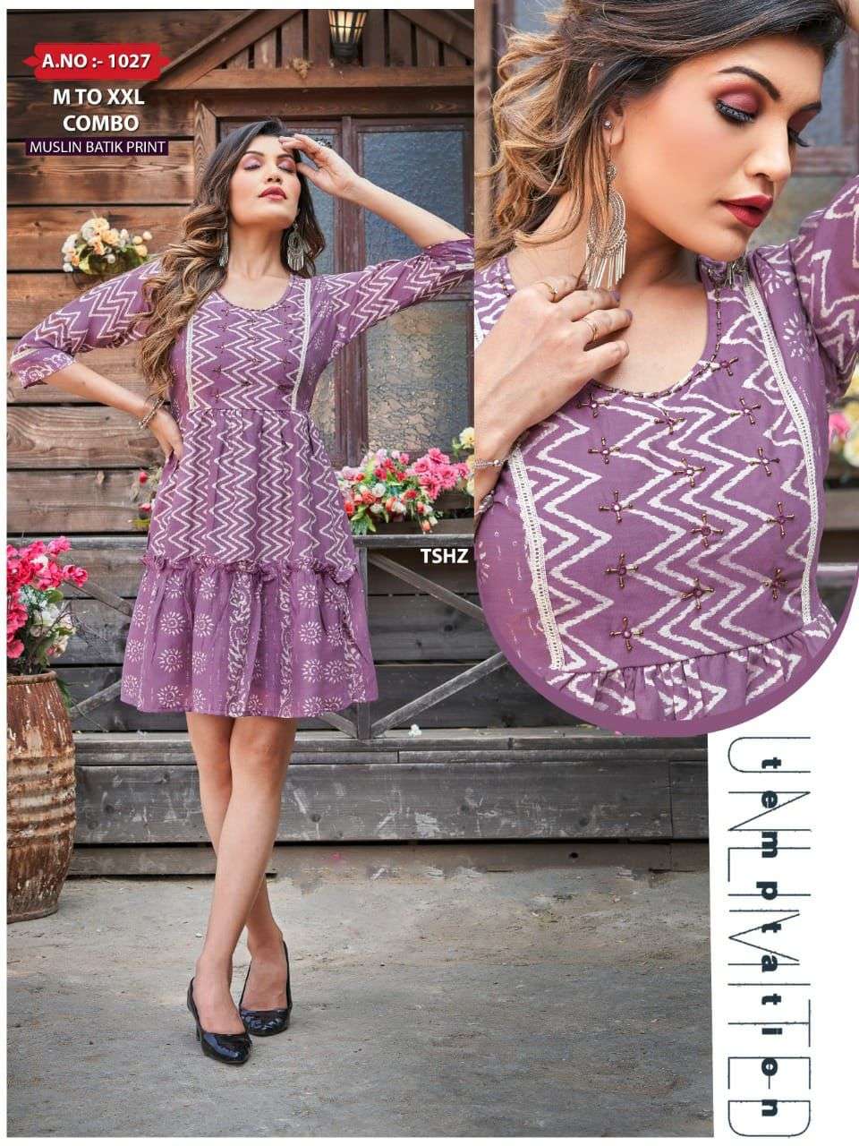 COLLAGE GIRL 1027 BY ASLIWHOLESALE RAYON WORK KURTIS