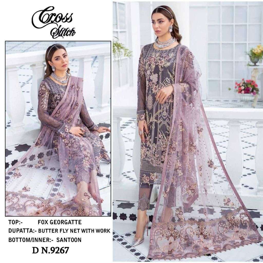 CROSS STITCH 9267 BY ASLIWHOLESALE FAUX GEORGETTE EMBROIDERY DRESS