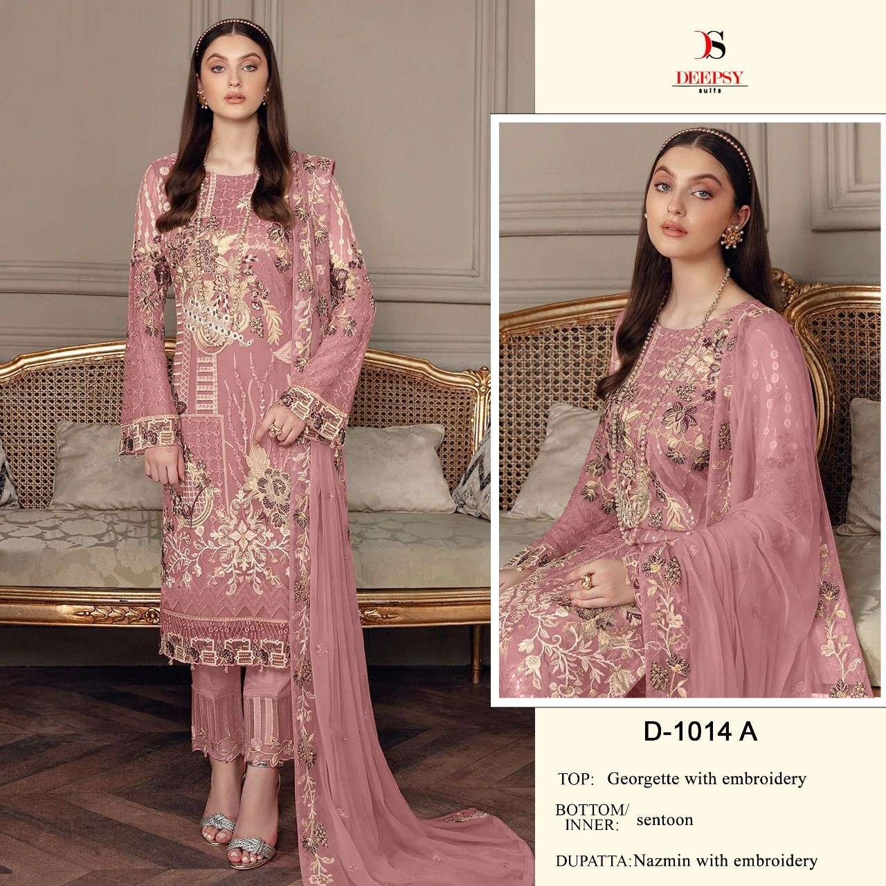 D-1014 COLOURS BY DEEPSY SUITS 1014-A TO 1014-D SERIES GEORGETTE EMBROIDERY DRESSES