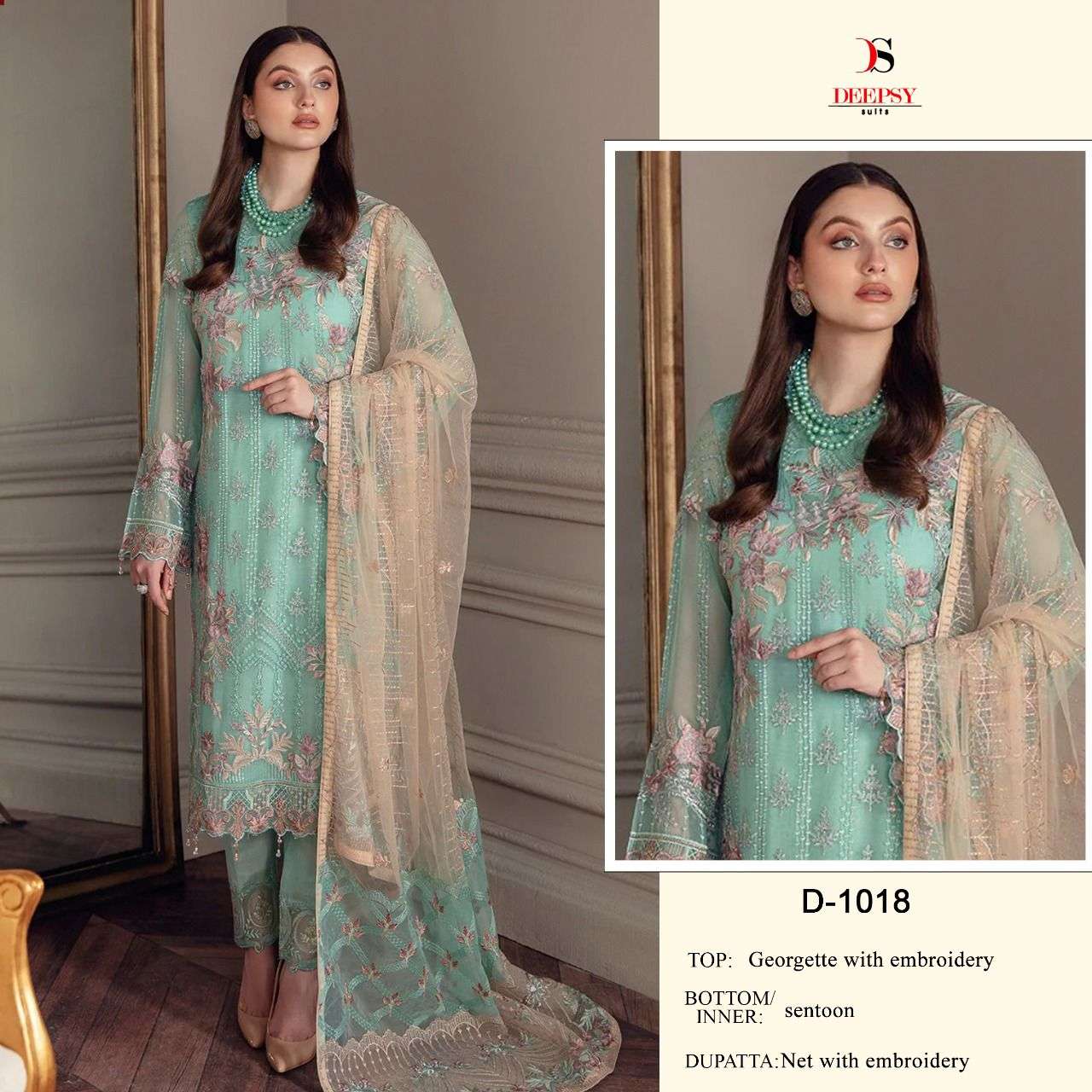 D-1018 HIT DESIGN BY DEEPSY SUITS GEORGETTE EMBROIDERY PAKISTANI DRESS