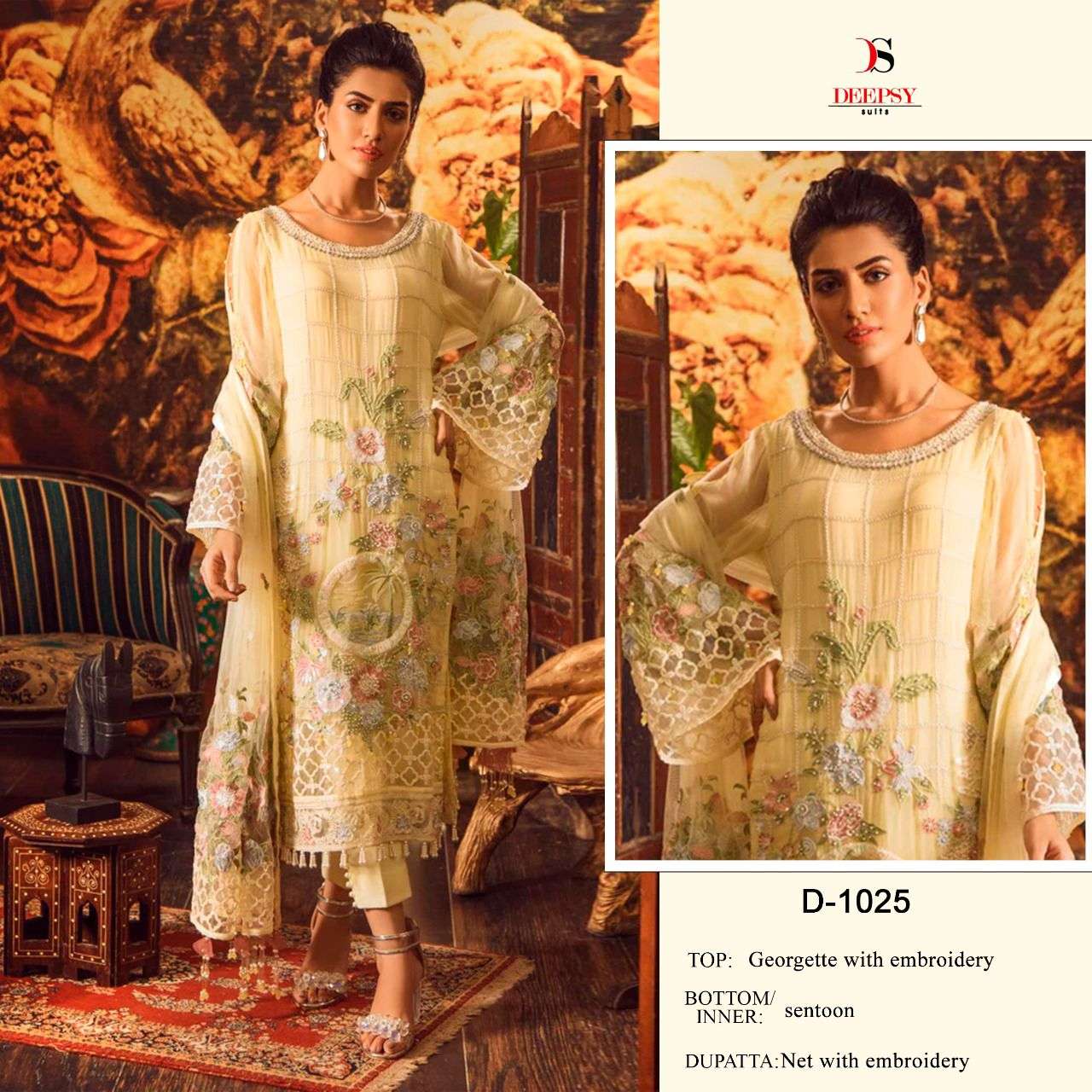 D-1025 HIT DESIGN BY DEEPSY SUITS GEORGETTE EMBROIDERY DRESS