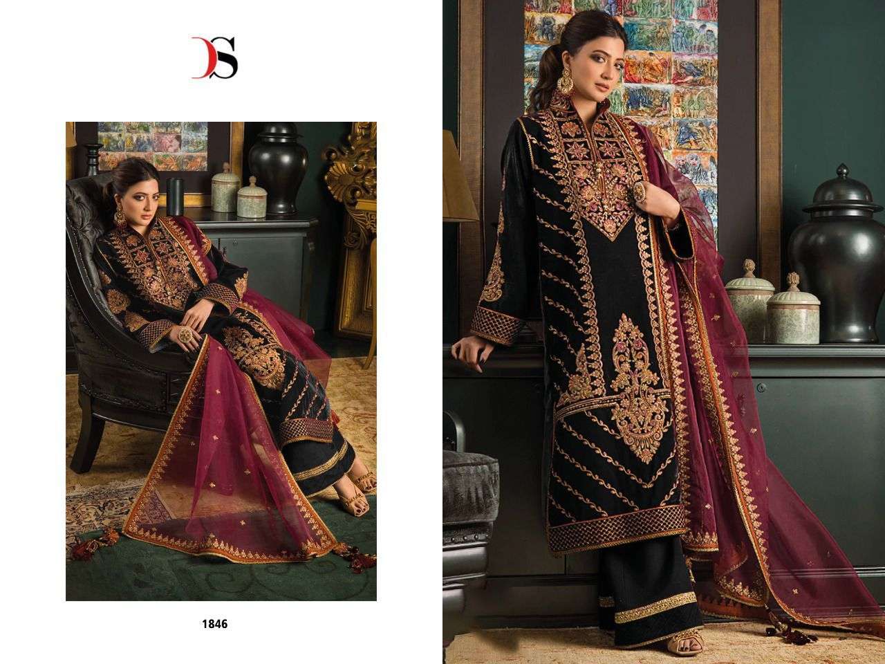 D-1846 HIT DESIGN BY DEEPSY SUITS VELVET EMBROIDERY PAKISTANI DRESS