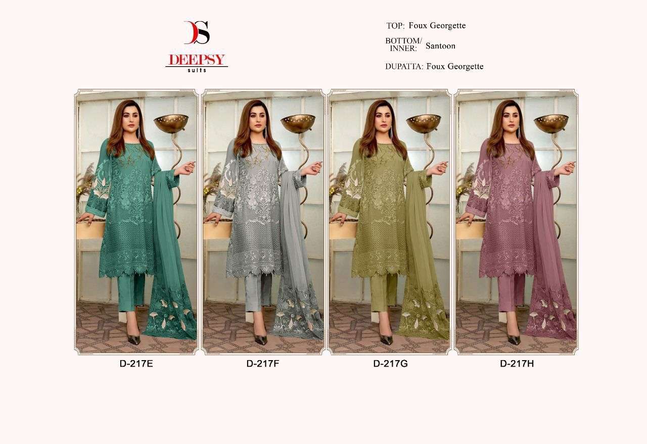 D-217 COLOURS VOL-2 BY DEEPSY SUITS 217-E TO 217-H SERIES FAUX GEORGETTE DRESSES