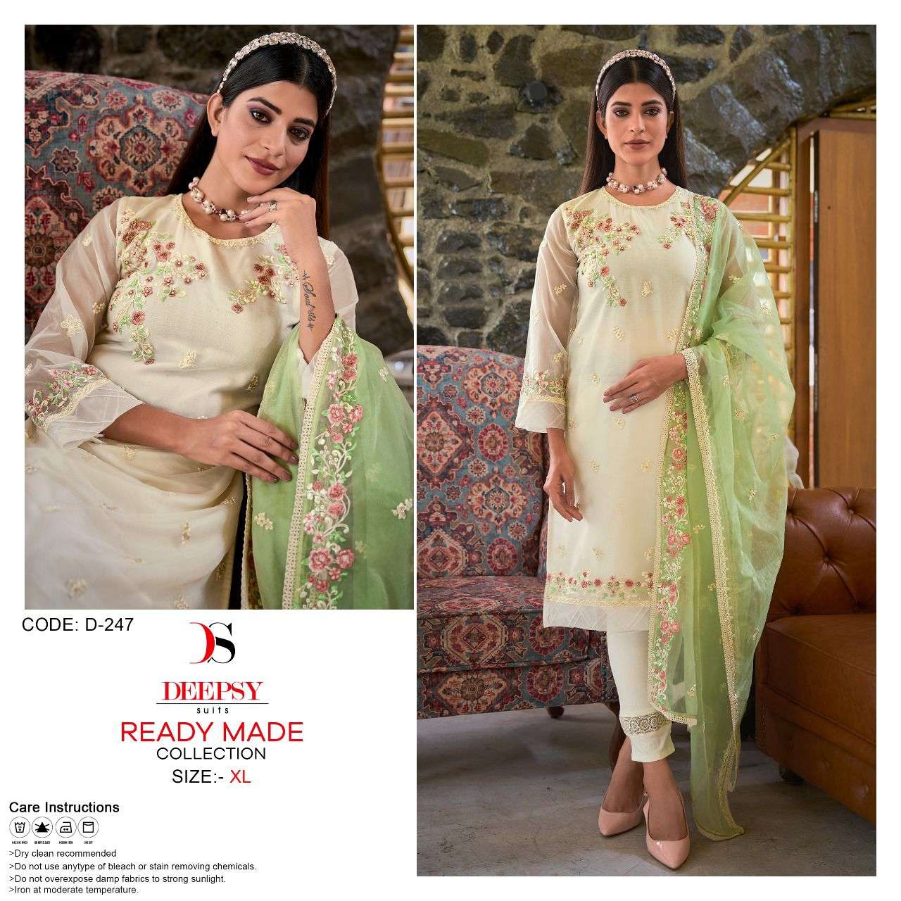 D-247 HIT DEISGN BY DEEPSY SUITS PURE ORGANZA EMBROIDERY STITCHED DRESS