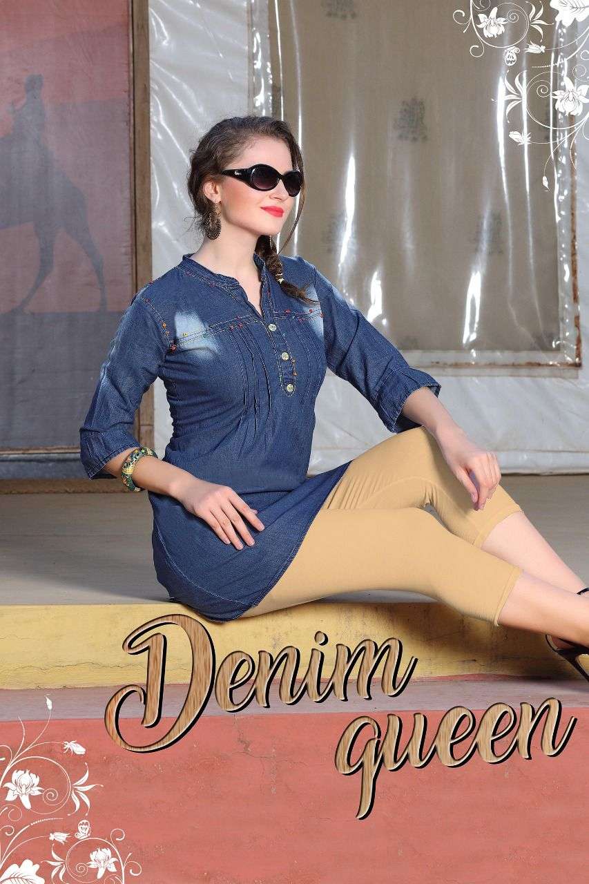 DENIM QUEEN BY ASIWHOLESALE 101 TO 108 SERIES DENIM PRINT KURTIS