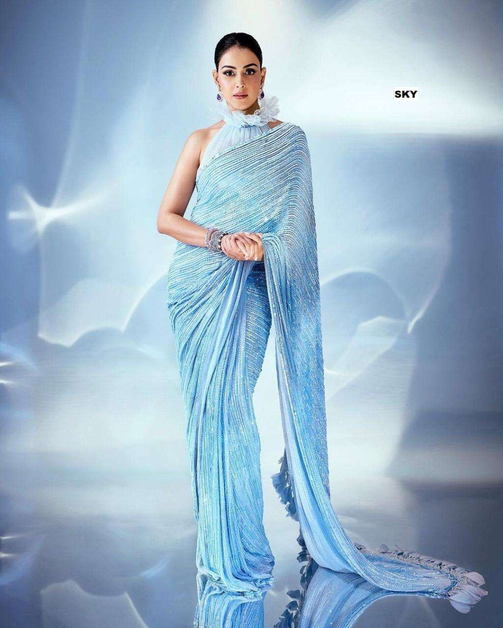 DF-3298 COLOURS BY ASLIWHOLESALE GEORGETTE SEQUENCE SAREES