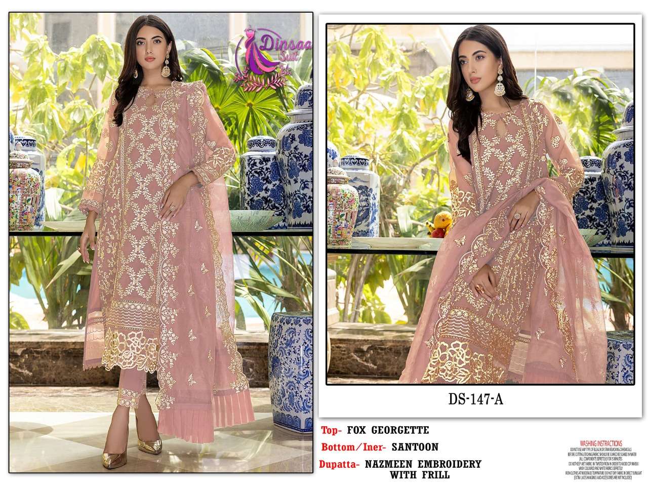 DS-147 COLOURS BY DINSAA SUITS 147-A TO 147-D SERIES GEORGETTE EMBROIDERY DRESSES