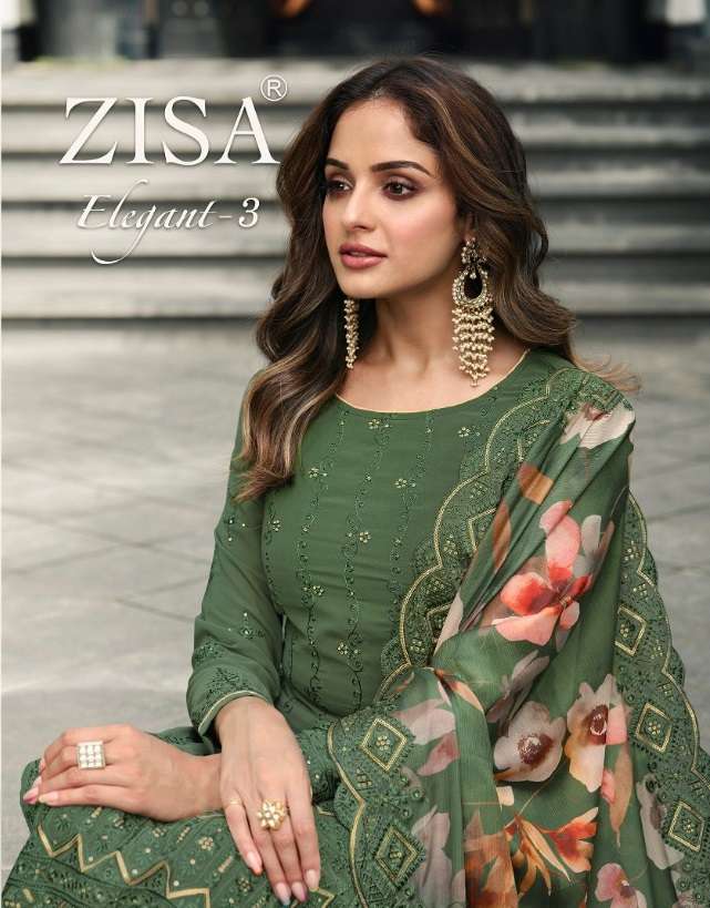 ELEGANT VOL-3 BY ZISA 13881 TO 13886 SERIES GEORGETTE SEQUENCE WORK DRESSES