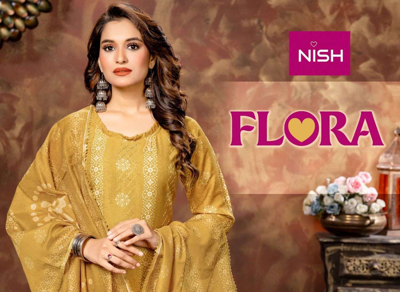 FLORA BY NISH 101 TO 108 SERIES CHINON SEQUENCE WORK STITCHED DRESSES