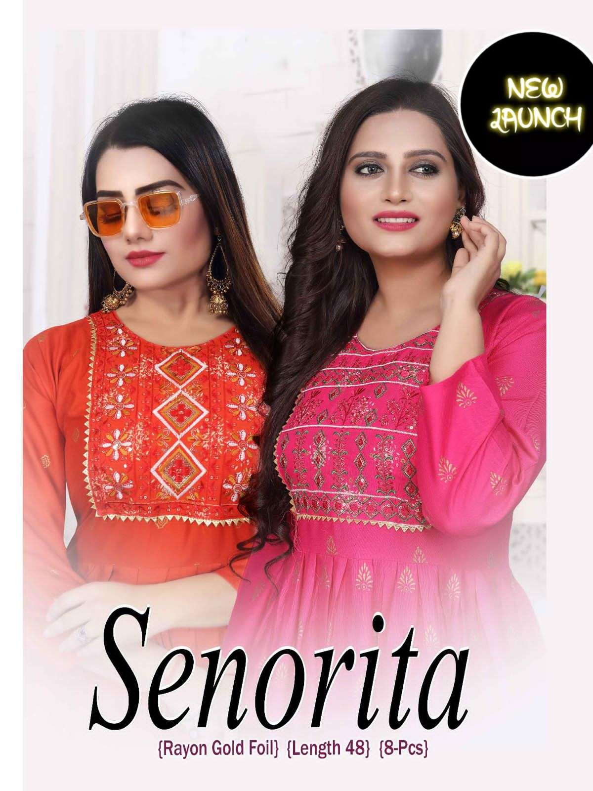 FT SENORITA VOL-1 BY ASLIWHOLESALE RAYON FOIL EMBROIDERY GOWNS