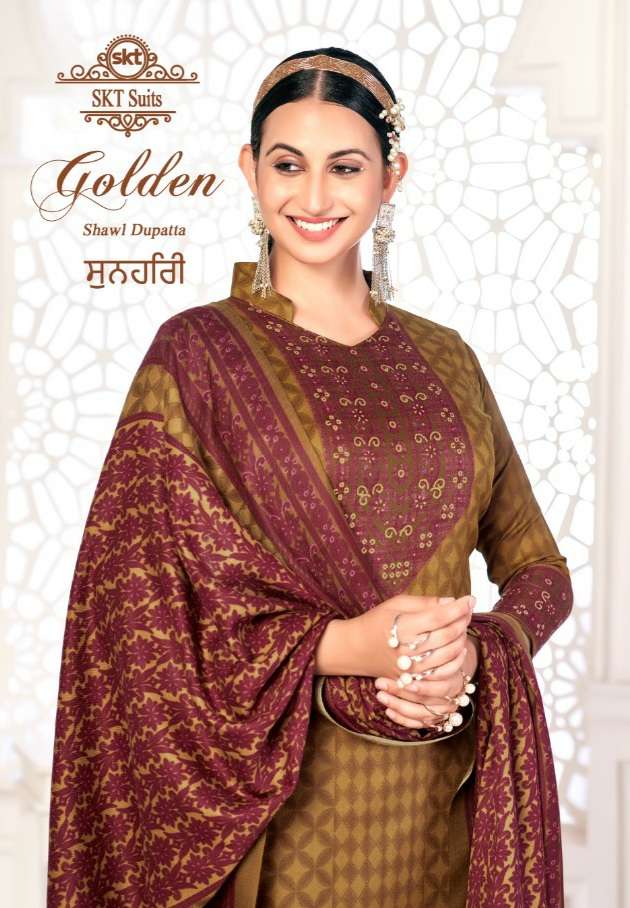 GOLDEN BY SKT SUITS 72001 TO 72008 SERIES PASHMINA PRINT DRESSES