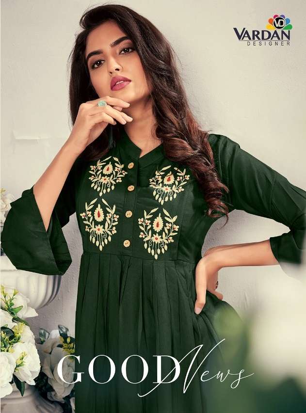 GOOD NEWS BY VARDAN DESIGNER 611 TO 616 SERIES RAYON EMBROIDERY KURTIS