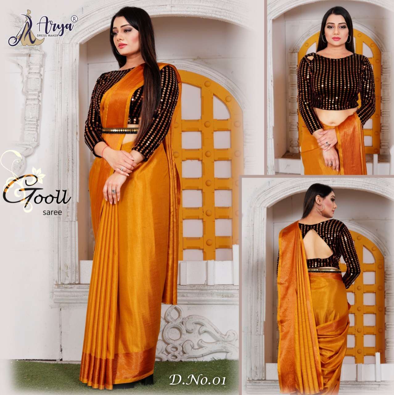 GOOLL BY ARYA DRESS MAKER 01 TO 05 SERIES SATIN WORK SAREES