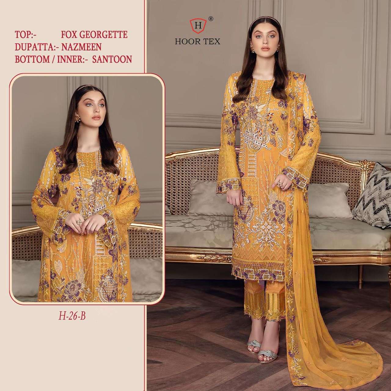 H-26 COLOURS BY HOOR TEX H-26 TO H-26-D SERIES FAUX GEORGETTE DRESSES