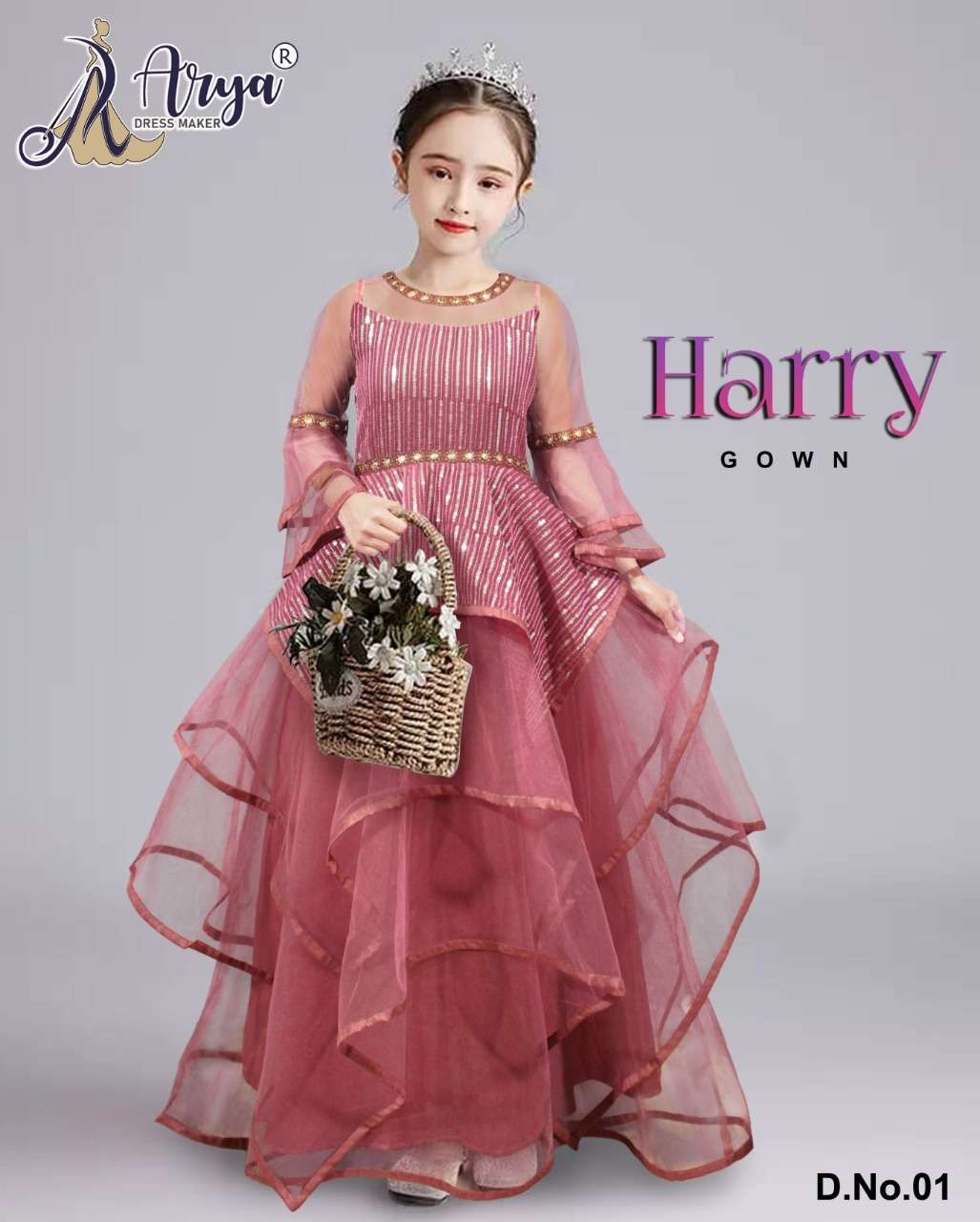 HARRY GOWN BY ARYA DRESS MAKER 01 TO 06 SERIES GEORGETTE SEQUENCE KIDS GOWNS