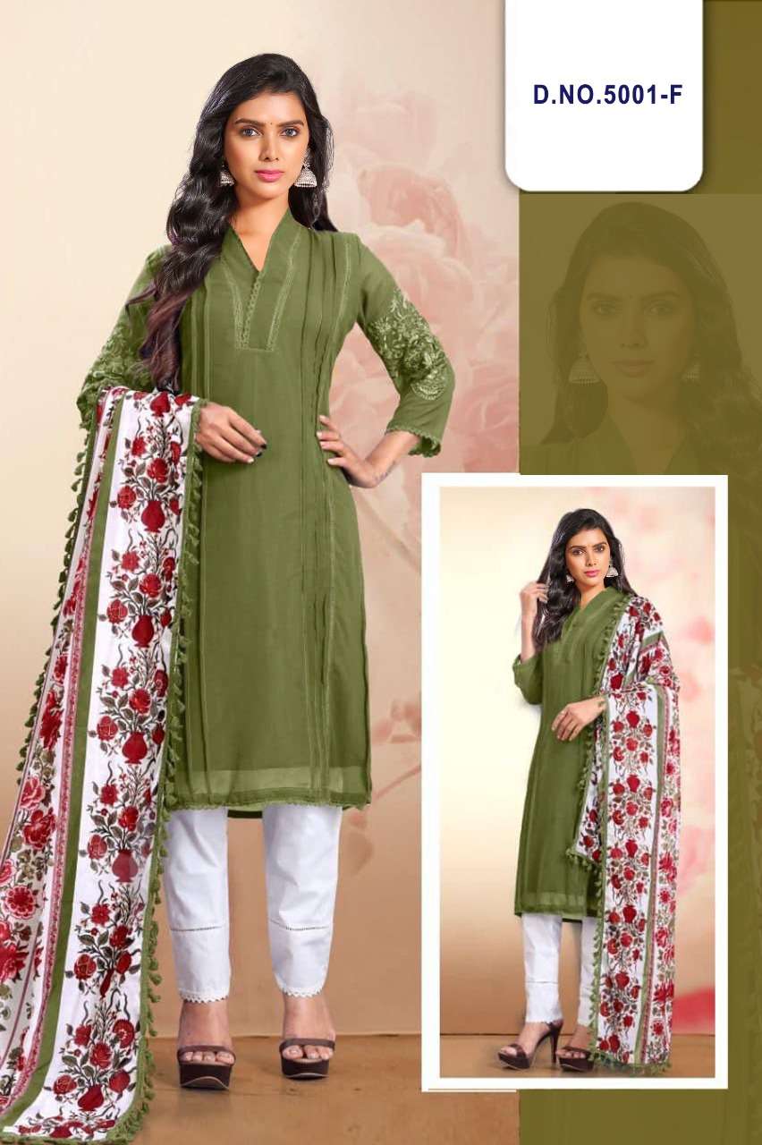 JOHA FAB 5001 COLOURS BY ASLIWHOLESALE FAUX GEORGETTE STITCHED DRESSES