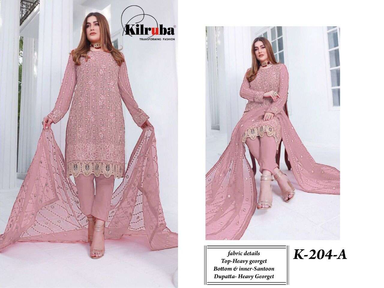 K-204 HIT DESIGN BY KILRUBA GEORGETTE EMBROIDERY SEQUENCE DRESS