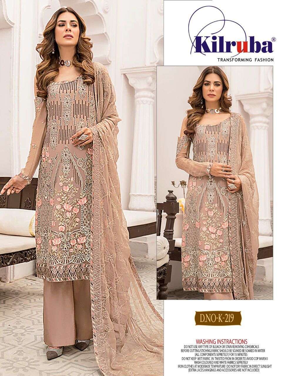 K-219 HIT DESIGN BY KILRUBA GEORGETTE EMBROIDERY PAKISTANI DRESS