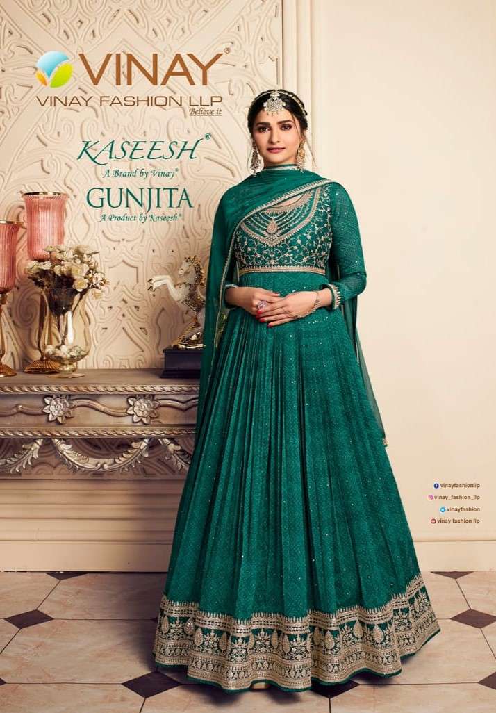 KASEESH GUNJITA BY VINAY FASHION 62611 TO 62616 SERIES SILK CHIFFON DRESSES