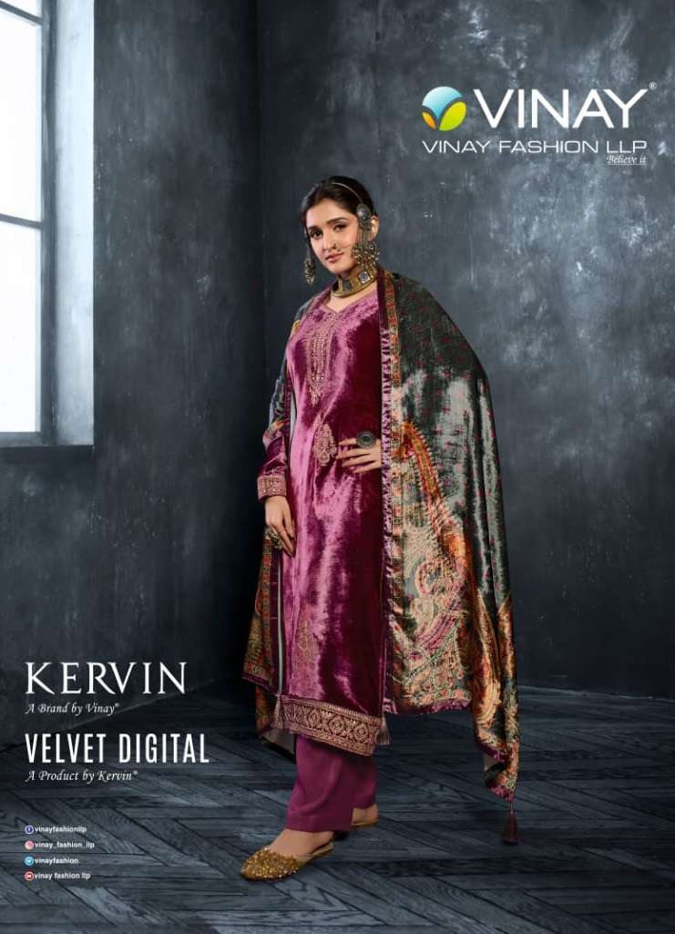 KERVIN VELVET DIGITAL BY VINAY FASHION 62251 TO 62256 SERIES VELVET EMBROIDERY DRESSES