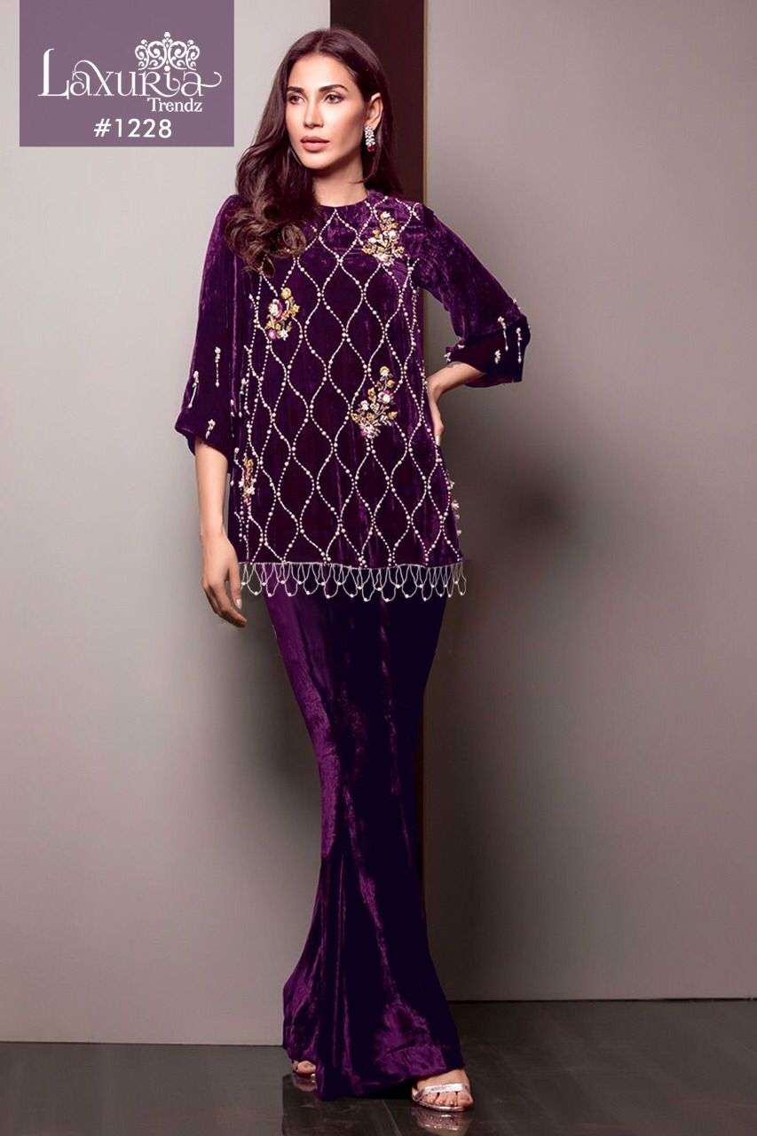 LAXURIA 1228 HIT DESIGN BY LAXURIA TRENDZ VELVET EMBROIDERY PAKISTANI TUNIC