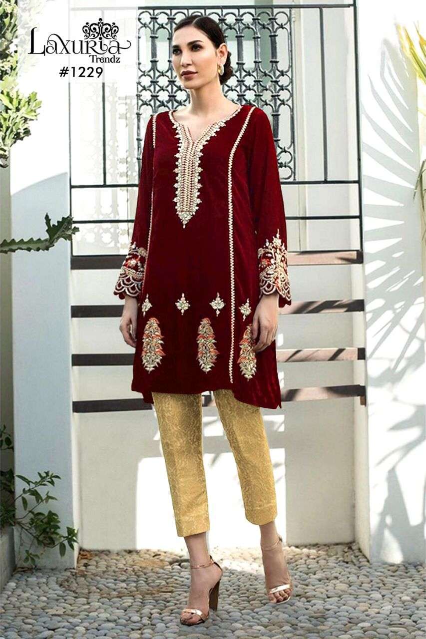 LAXURIA 1229 BY LAXURIA TRENDZ 9000 VELVET TUNICS WITH JACQUARD PANT