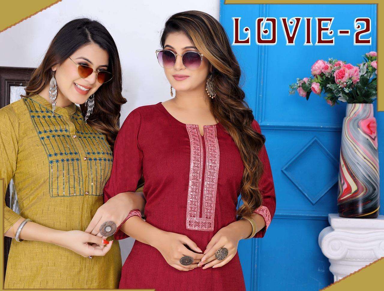 LOVIE VOL-2 BY ASLIWHOLESALE 2011 TO 2018 SERIES RAYON EMBROIDERY KURTIS