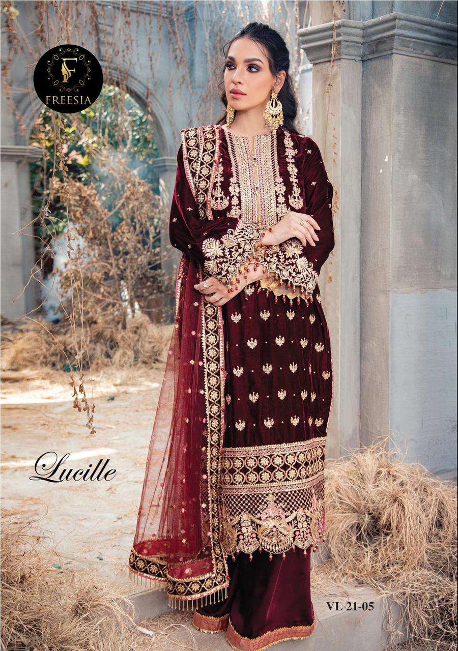 LUCILLE BY ASLIWHOLESALE DESIGNER VELVET EMBROIDERY PAKISTANI DRESS