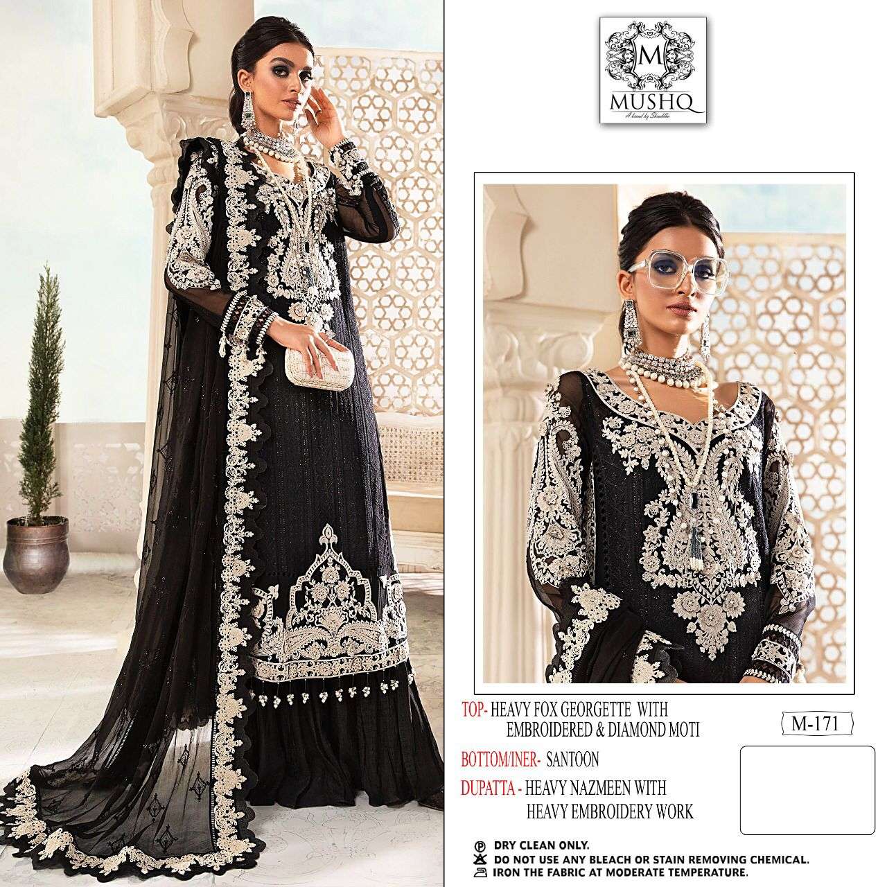 M-171 HIT DESIGN BY MUSHQ FAUX GEORGETTE EMBROIDERY PAKISTANI DRESS