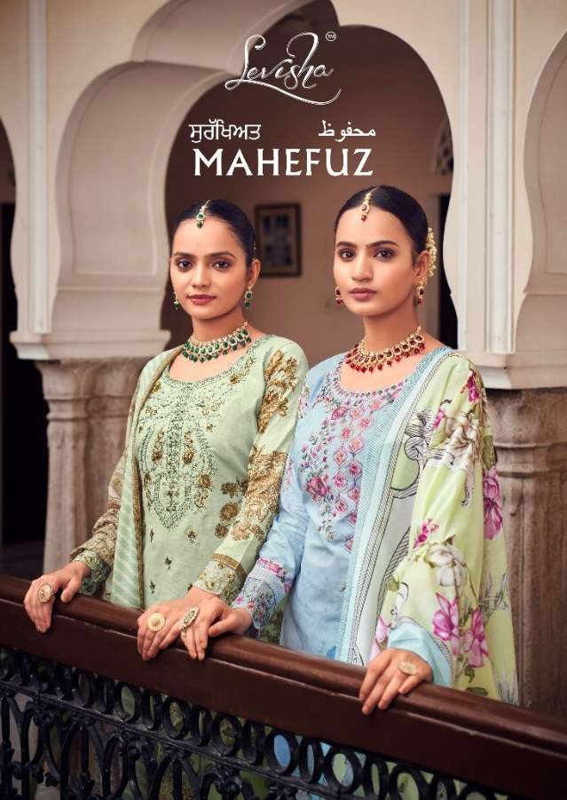 MAHEFUZ BY LEVISHA 1001 TO 1006 SERIES COTTON PAKISTANI PRINT DRESSES