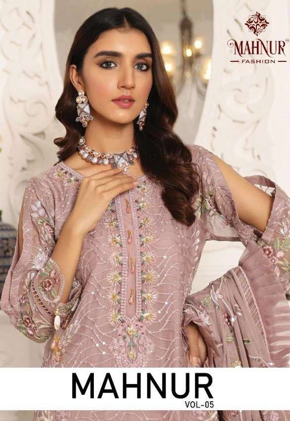 MAHNUR VOL-5 BY MAHNUR FASHION 5001 TO 5003 SERIES GEORGETTE PAKISTANI DRESSES