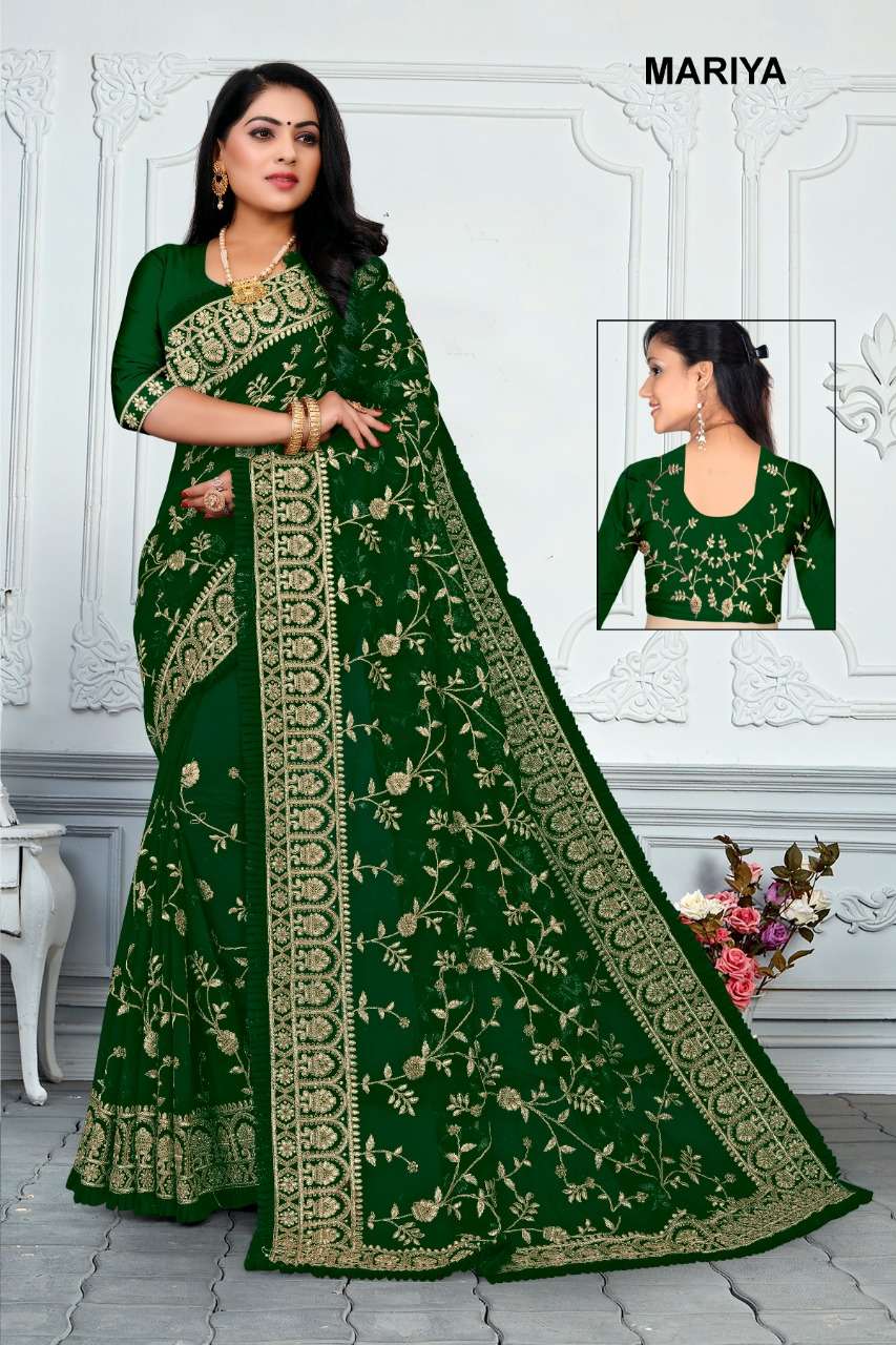 MARIYA BY ASLIWHOLESALE DEISGNER GEORGETTE EMBROIDERY WORK SAREES